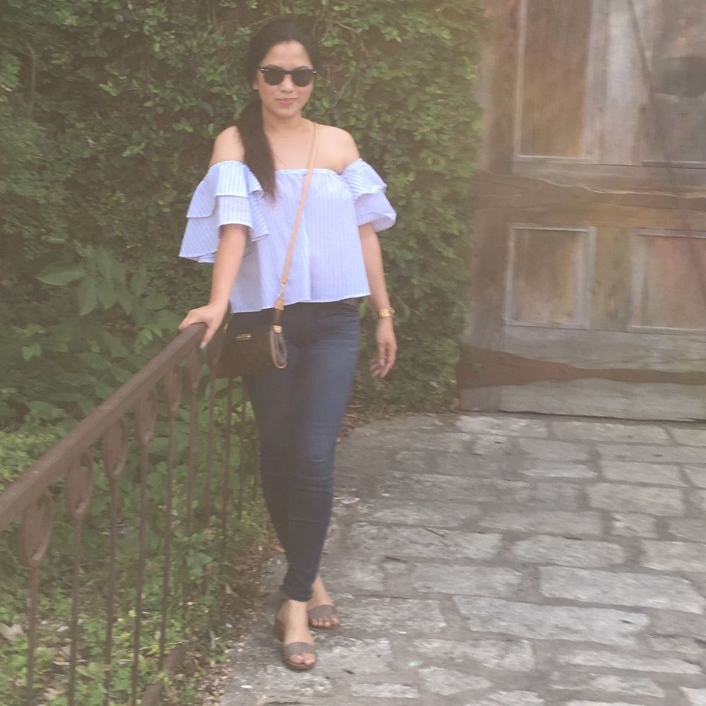 Striped Off-Shoulder Women's Top